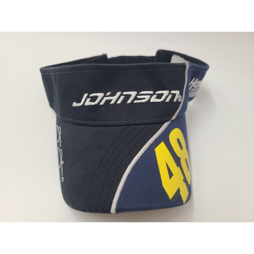 Vintage Jimmie Johnson #48 Chase Sun Visor Adjustable Hat Cap NASCAR Black Blue